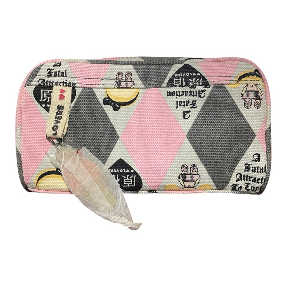Harajuku Lovers Pink and Gray Geometric Cosmetic Case